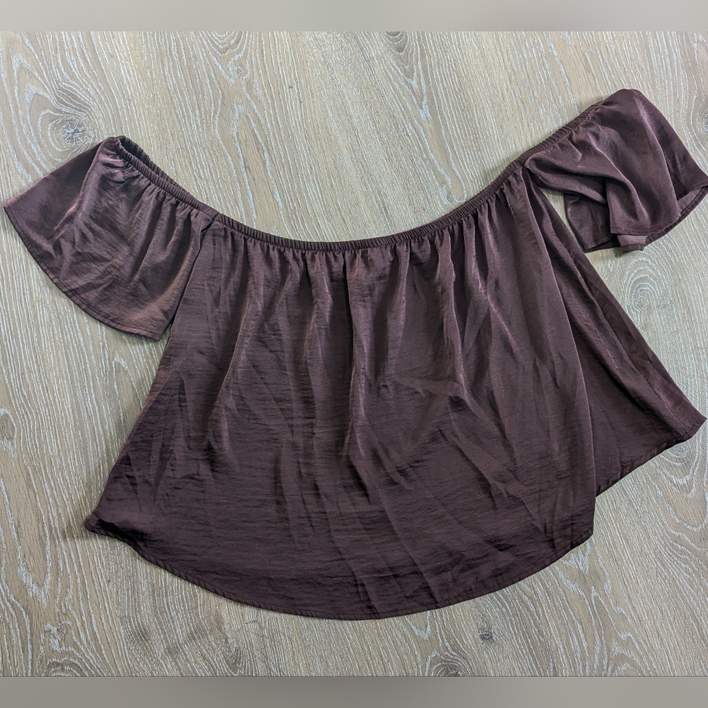 American Eagle Outfitters Off The Shoulder Chocolate Brown Women's Top